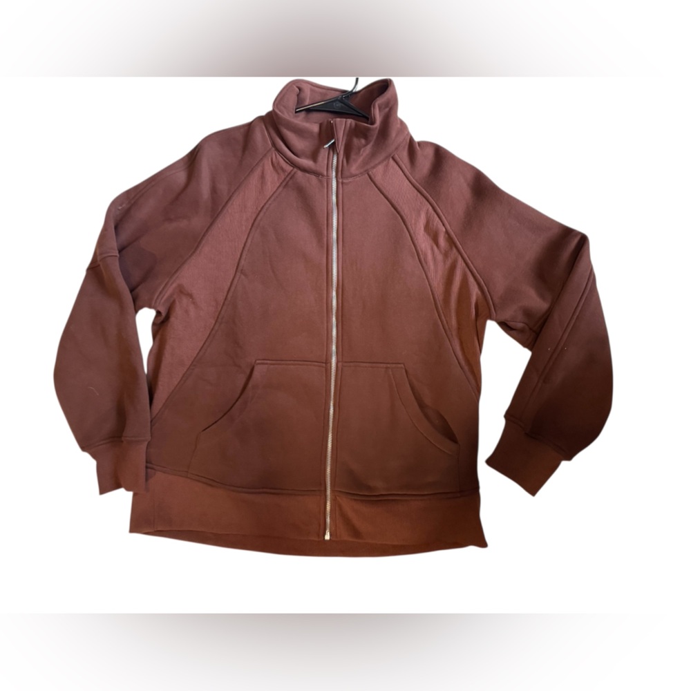 NWT Medium Warm Chocolate Zip-Up Scuba Hoodie